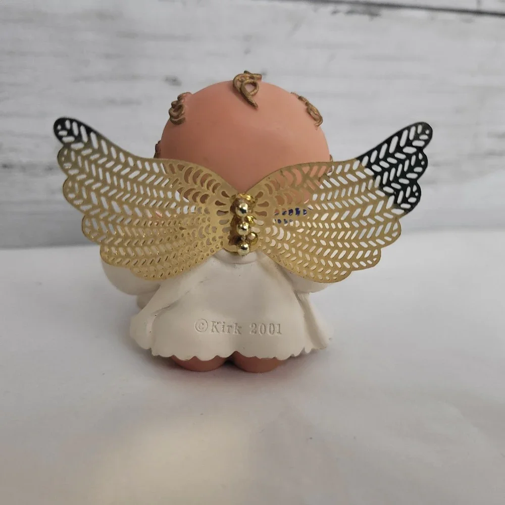 Vintage RUSS Patriotic Guardian Angel w/ Gold Wings Flag Kirks Kritters Y2K 2001